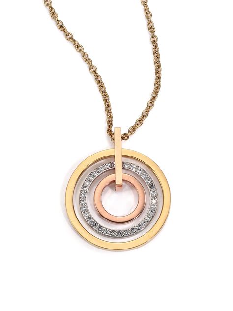 michael kors mercer tri-tone ring pendant necklace|michael kors gold jewelry.